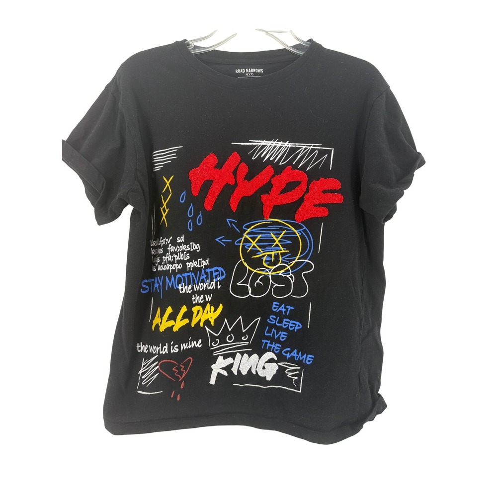 Road‎ Narrows NYC Graphic T Shirt Black Hype Print Men's Size L